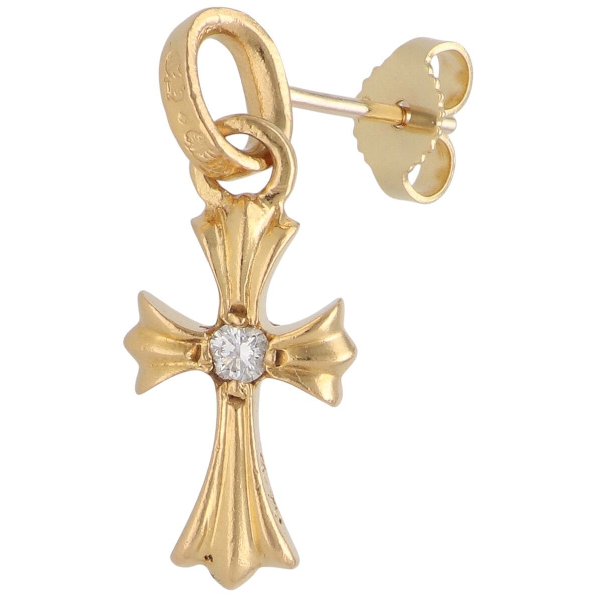 【中古】 CHROME HEARTS クロムハーツ ベイビーファットクロスピアス 22K ダイヤモンド メンズ レディース 25037108 AO
