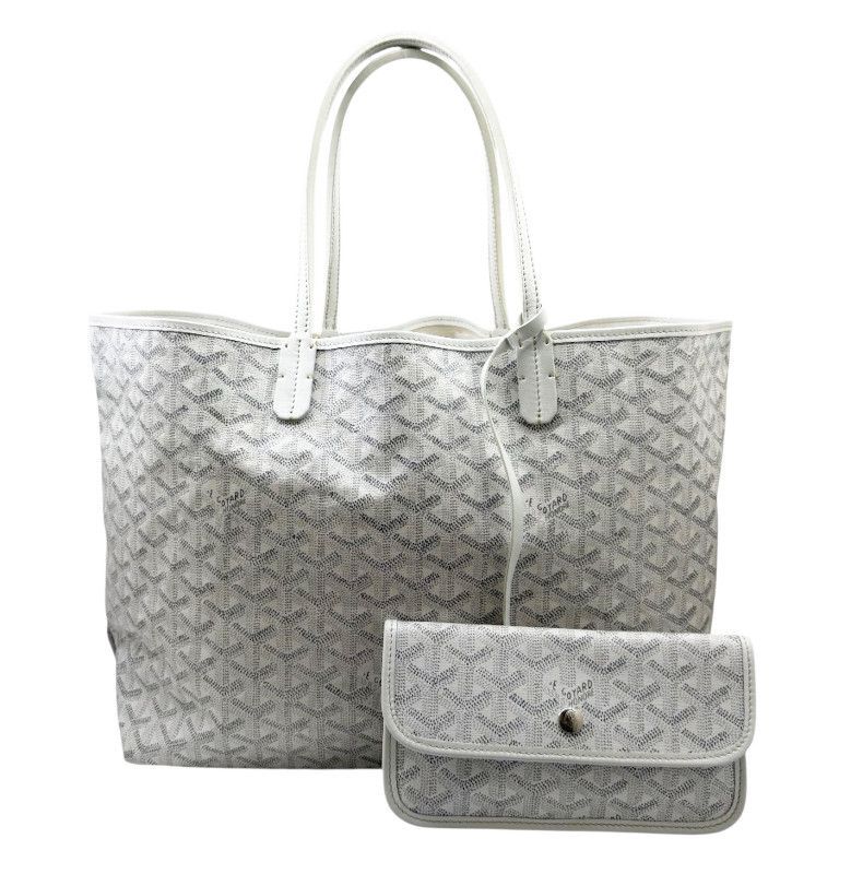中古】GOYARD ゴヤール サンルイPM PVC ホワイト トートバッグ