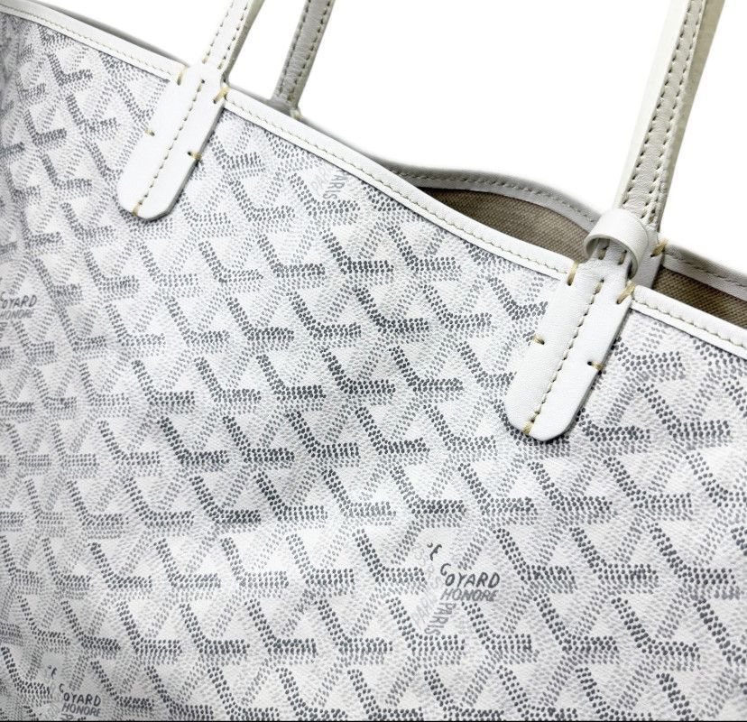 中古】GOYARD ゴヤール サンルイPM PVC ホワイト トートバッグ
