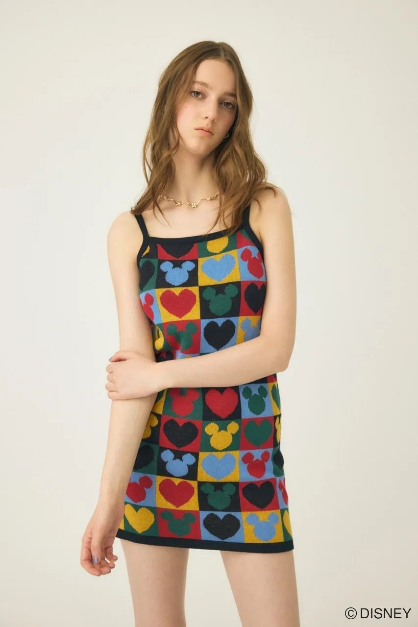 新品未使用 Disney SERIES CREATED by MOUSSY MD HEART ニットドレス / MICKEY ミッキー 010ISM73-1171 柄BLK Fサイズ 管理番号：2061M-2921 6,860円