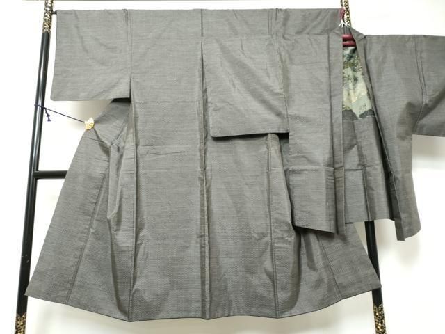 平和屋着物●男性　本場大島紬　アンサンブル　格子文　正絹　逸品　DABI9351ud
