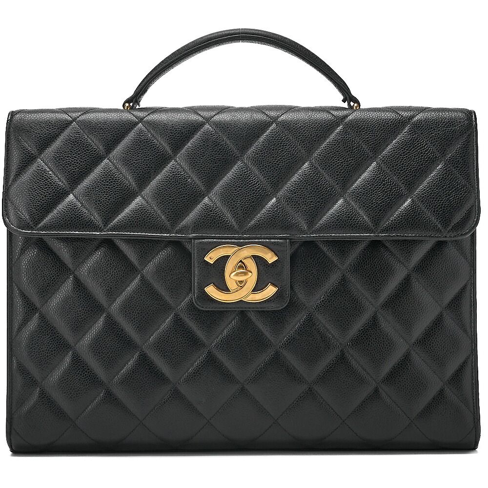 CHANEL シャネル キャビアスキン マトラッセ デカココ ビジネスバッグ 黒（ゴールド金具） ビジネスバッグ ブリーフケース 【中古】【送料無料】 175,000円