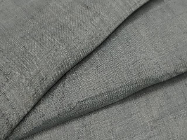 平和屋着物＊夏物　男性　上布　色紋付　藍鼠色　麻　逸品　AABL1564st