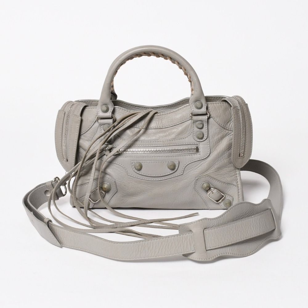 BALENCIAGA Balenciaga Classic Mini City 2 Way Shoulder Bag 300295 Logo Gray Silver Hardware Good Condition Used 4a005801