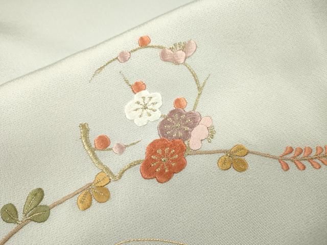 正絹　花柄刺繍 訪問着　新品しつけ付き 平和屋着物□訪問着 刺繍 芝草花文 正絹 逸品 CABE7775ev 逸品 正絹 刺繍