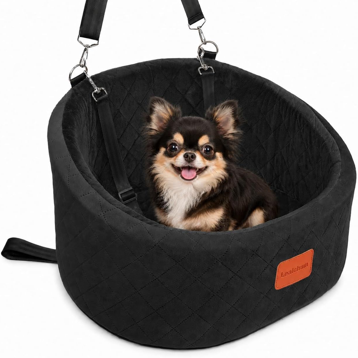 Lealchum 犬 ドライブボックス 車 中型犬 小型犬 複数匹 ふんわり高反発 助手席 後部座席 シート 室内ベッド兼用 飛び出し防止 洗濯機OK ベッドのようにくつろげる 快適クッシ【ブラック】
