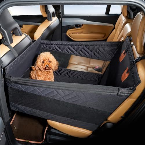 Cavoyo 犬 車 シート 小型犬用 ドライブボックス ドライブベッド 防水 飛び出し防止 後部座席 リード付き 軽自動車対応 (ブラック, S)【Small】 10,409円