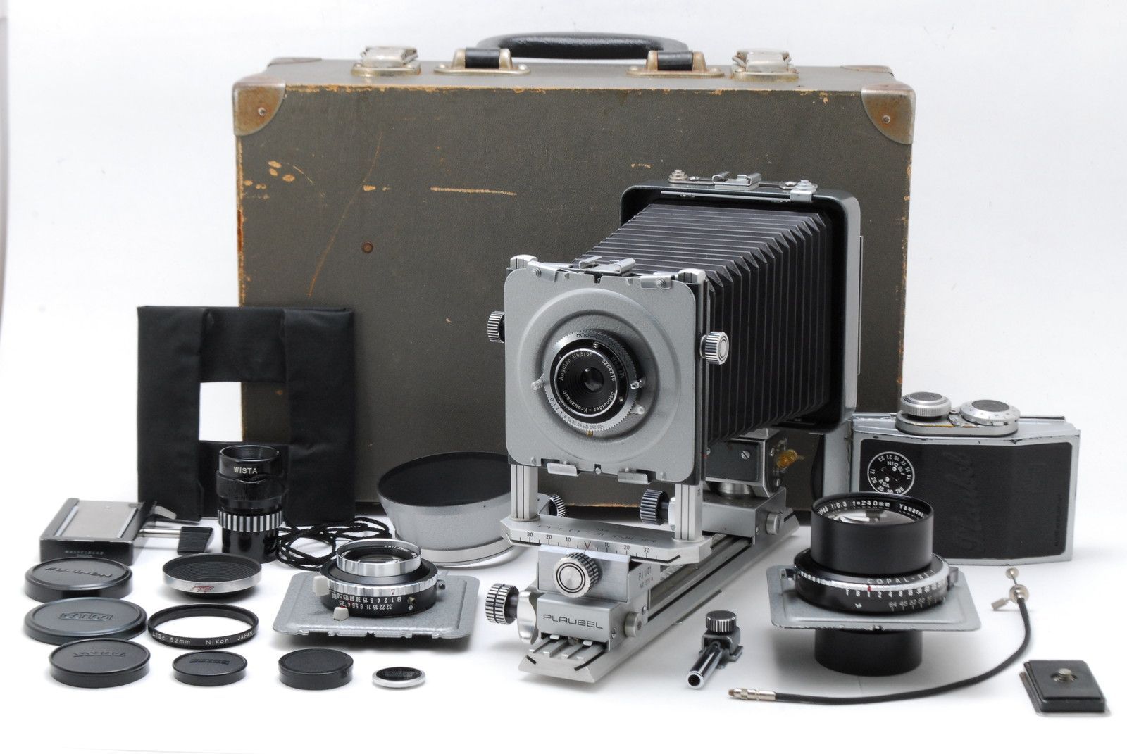 【美品 保障付 動作確認済】Plaubel プラウベル Peco 大判フィルムカメラ + Schneider 65mm f/6.8 + Tessar 100mm f/3.5 + Tele Congo 240mm f/6.3 レンズセット #V5222