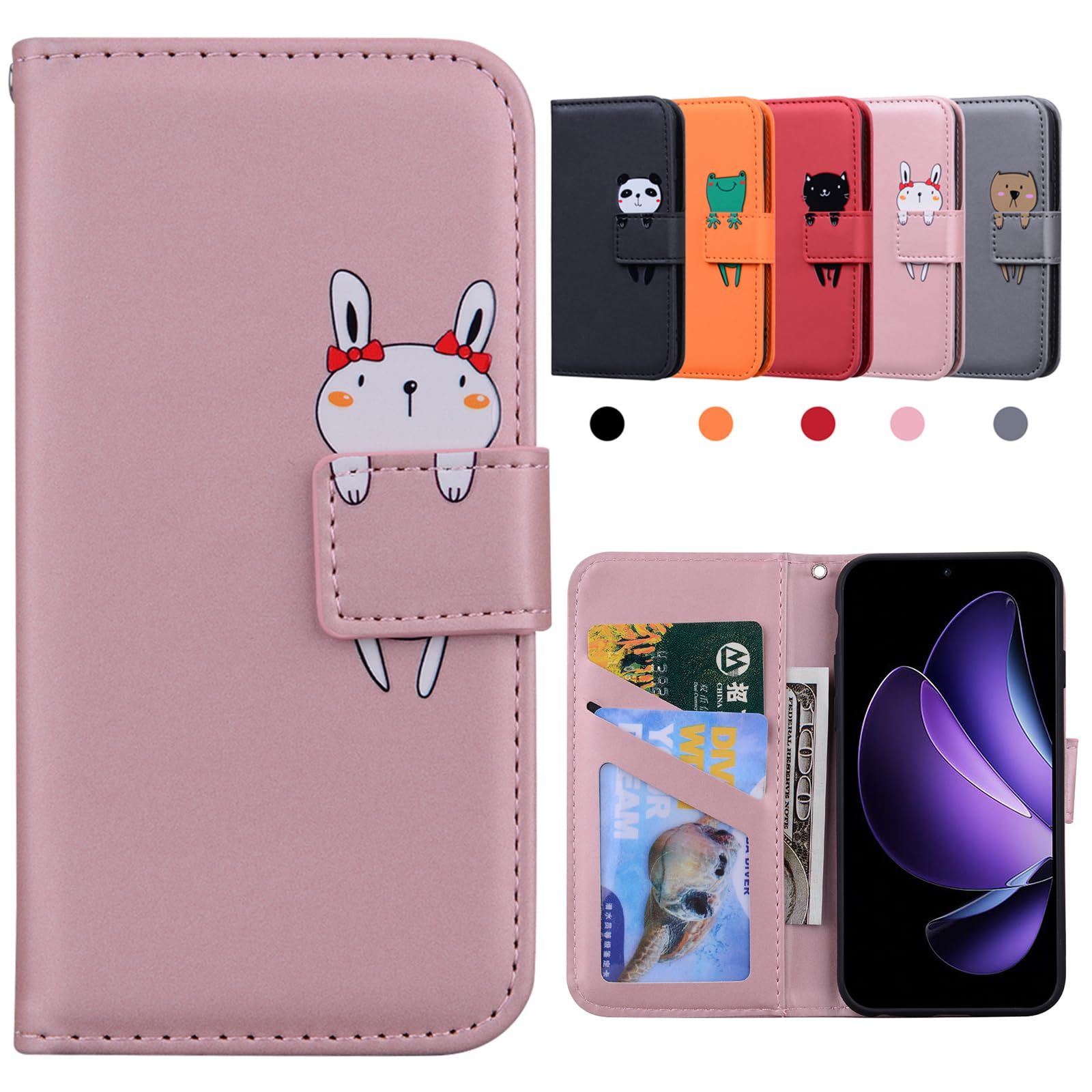 Kedic 適合 OPPO Reno 13a ケース 手帳型 CPH2699 オッポリノ13a ケース 可愛い reno13a 手帳型ケース ピンク 1