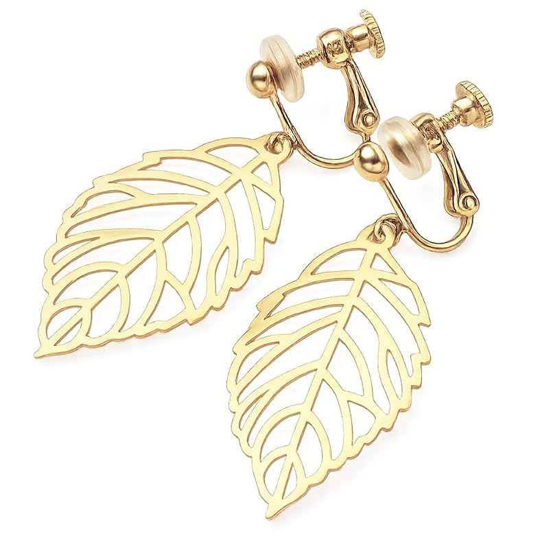 Accessories Salt イヤリング レディース リーフ 葉っぱ 透かし ゴールド 大ぶり 軽量 痛くなりにくい ニッケルフリー 揺れる 上品 大人 シンプル 0