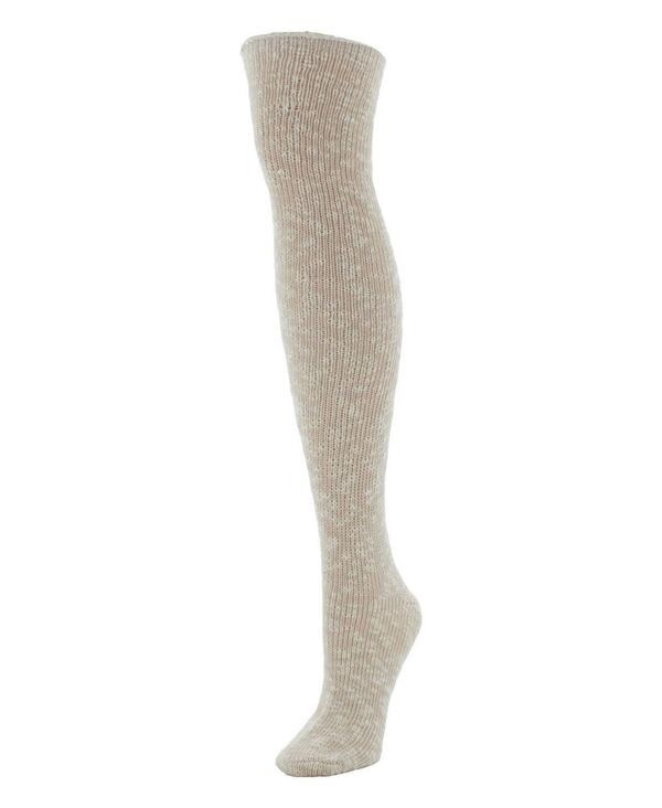 メモイ レディース アンダーウェア 靴下 ニット MeMoi Womens Slub Cable Knit Over The Knee Socks Beige ベージュ