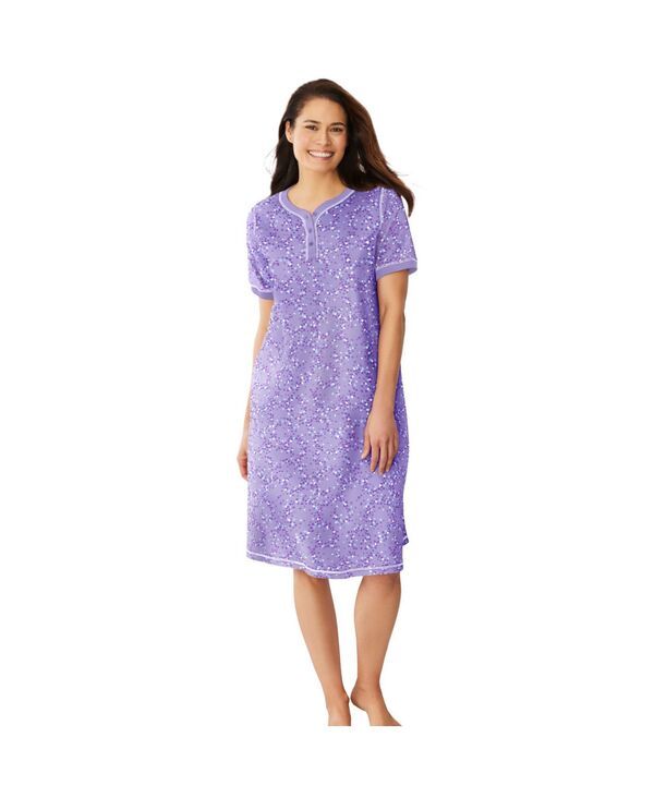 ドリームスアンドコー レディース アンダーウェア ナイトウェア プラスサイズ シャツ Dreams Co Womens Plusize Short Henley Sleepshirt Soft iri