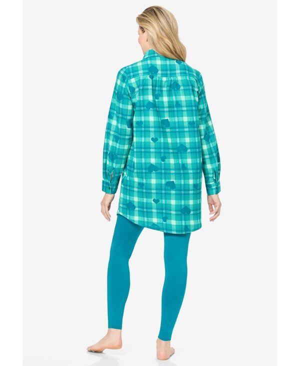 ドリームスアンドコー レディース アンダーウェア ナイトウェア プラスサイズ Dreams Co Womens Plusize Plaid PJ Set Deep teal plaid heart テ