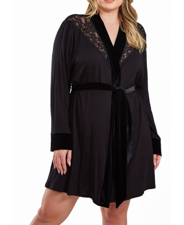 アイコレクション レディース アンダーウェア ナイトウェア プラスサイズ ベルベット レース iCollection Layna Plusize Velore and Velvet Lace Trim