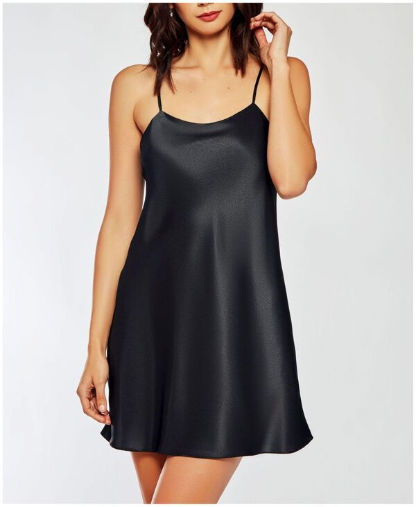 アイコレクション レディース アンダーウェア ナイトウェア サテン ノースリーブ iCollection Womens Marina Lux Sleevelessatin Chemise Black