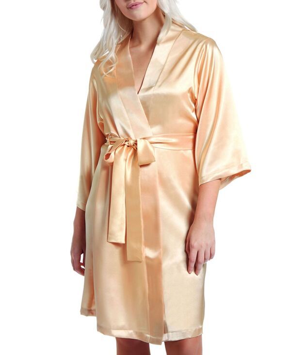アイコレクション レディース アンダーウェア ナイトウェア サテン iCollection Womens Marina Lux 34 Sleeve Satin Lingerie Robe GoldTo 13,860円
