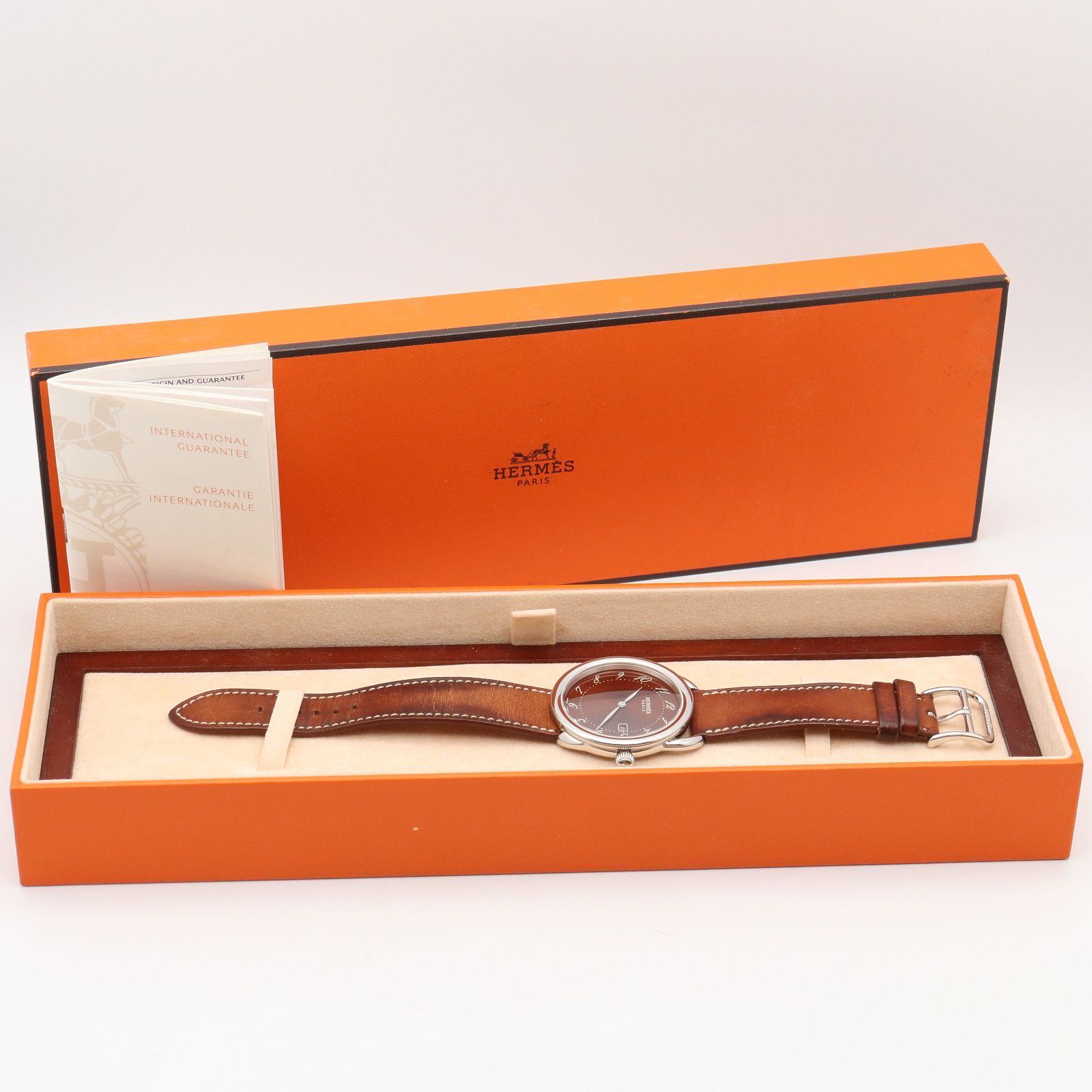 エルメス HERMES 腕時計 アルソー AR5.710 ブラウン ステンレス 