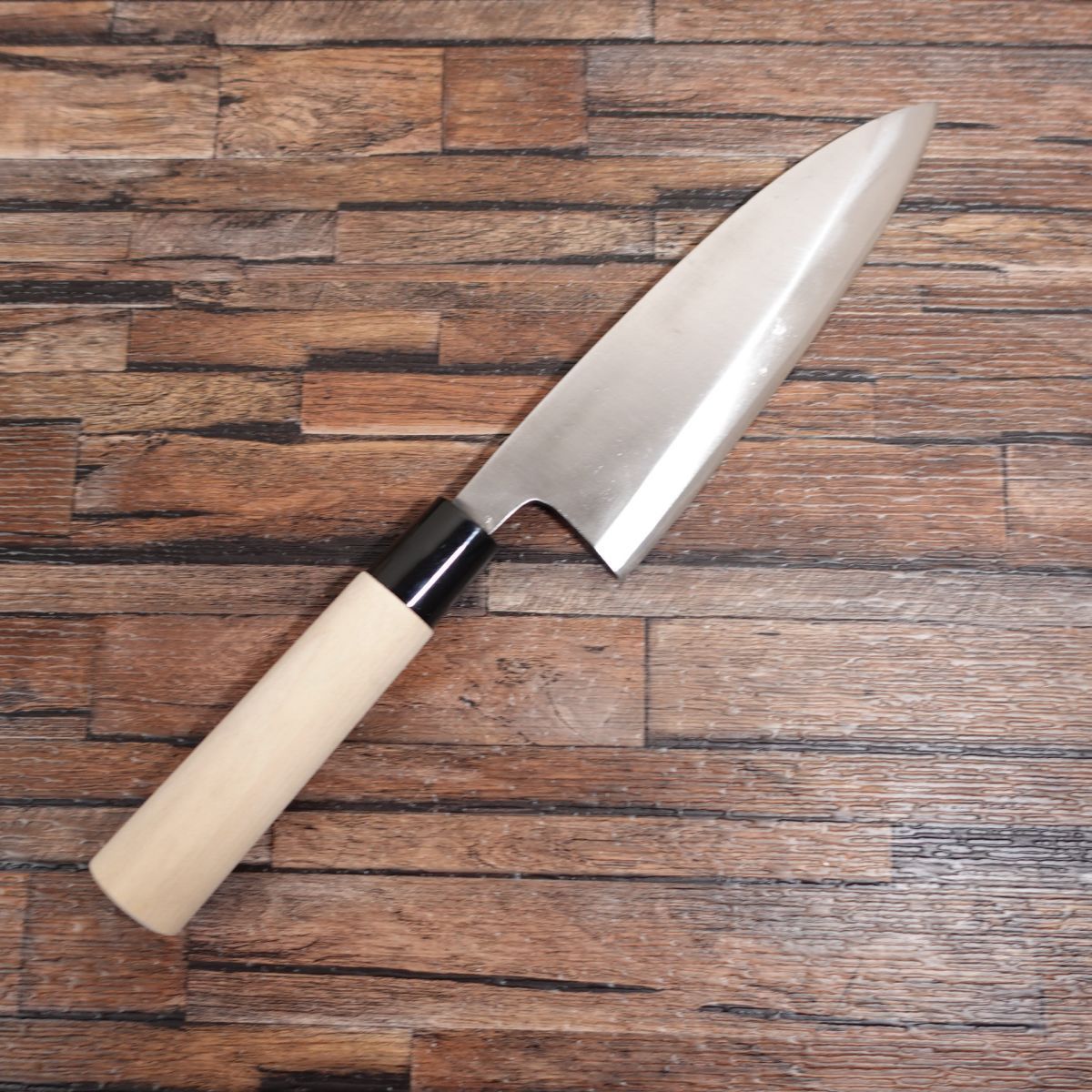 杉本 出刃包丁 研ぎ済 ハガネ 片刃 柄交換済み 180mm