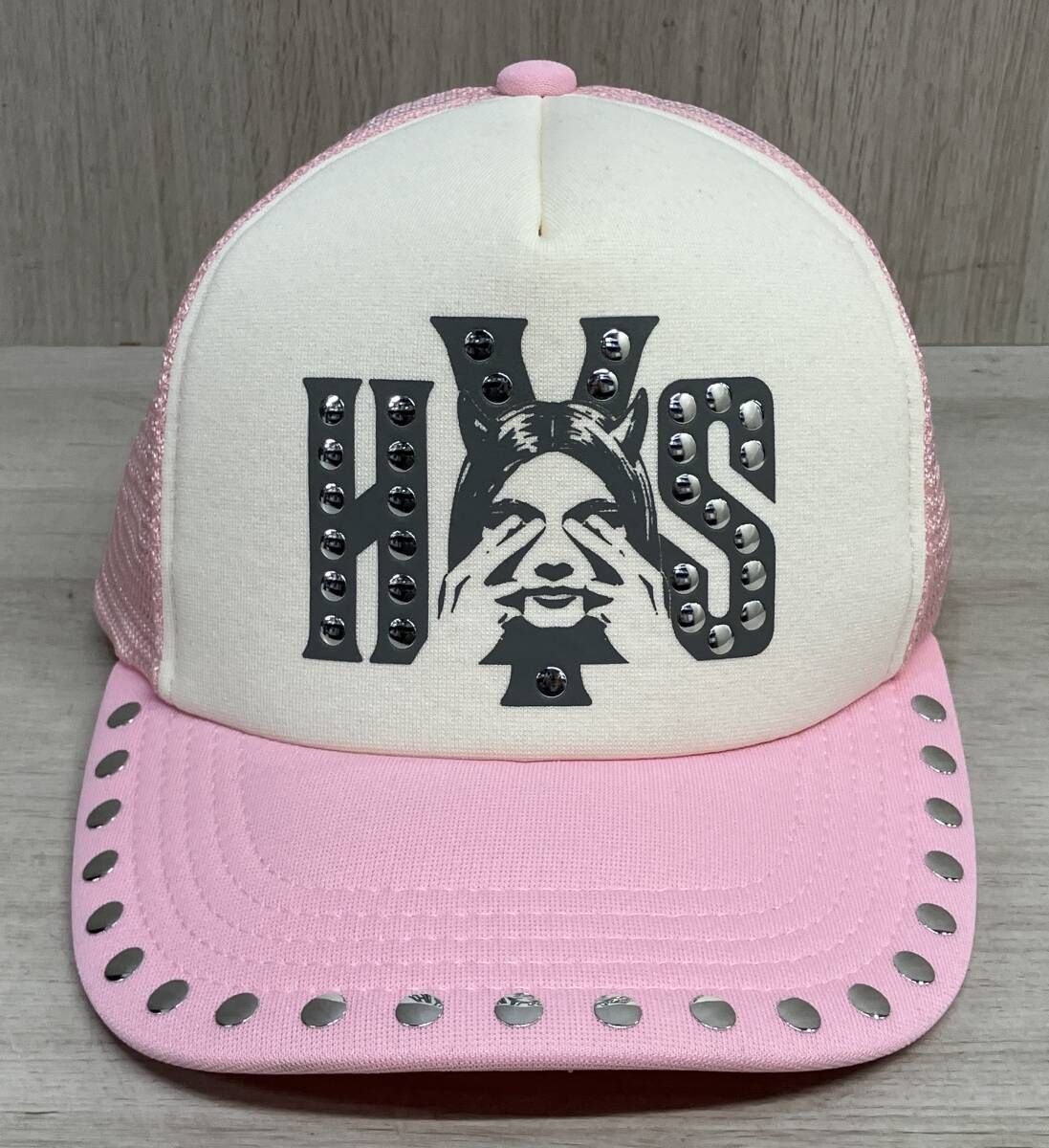 HYSTERIC GLAMOUR WOMEN SEE NO EVIL スタッズメッシュキャップ ヒステリックグラマー レディース キャップ ピンク 01241QH02 新品タグ付き