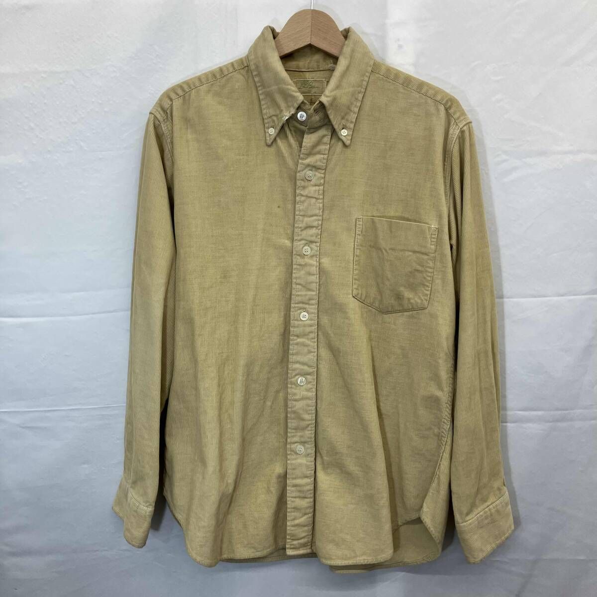 60s 70s L.L.Bean / 長袖シャツ / コーデュロイ / 筆記体タグ / ボタンダウン / ベージュ / 古着