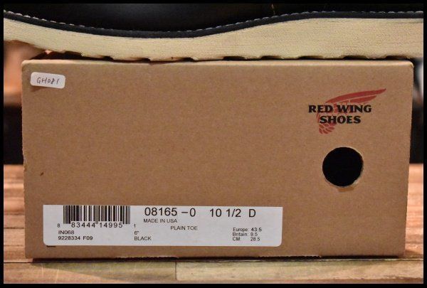 【10.5D 箱付 美品 25年】レッドウィング 8165 アイリッシュセッター 黒 ブラッククローム プレーントゥ ブーツ redwing HOPESMORE【GH081】