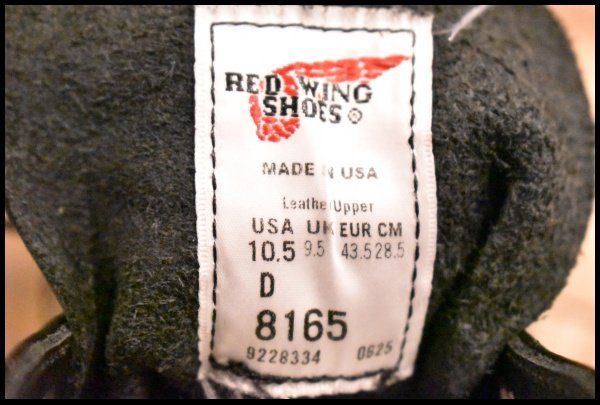 【10.5D 箱付 美品 25年】レッドウィング 8165 アイリッシュセッター 黒 ブラッククローム プレーントゥ ブーツ redwing HOPESMORE【GH081】
