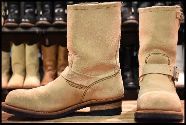 【10D 良品 10年】レッドウィング 8268 スエード エンジニア ホーソーンアビレーンラフアウト ベージュ ブーツ redwing HOPESMORE 【GH094】