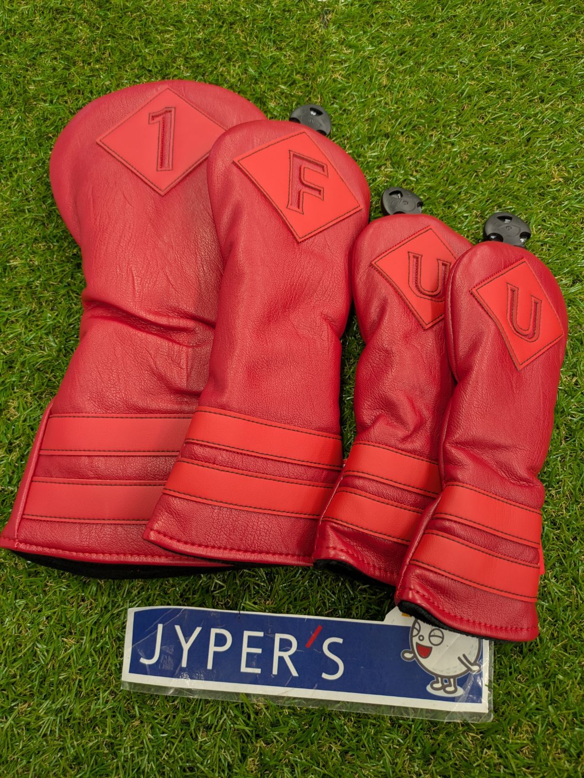 HC葛西【新品】【4点セット】OOWLS まるで本革 【Dr 1個、Fw 1個、Ut 2個】　レッド　オンリーカラーズ ヘッドカバー JYP-JT21OLHK 【ジーパーズオリジナル】（葛西店）