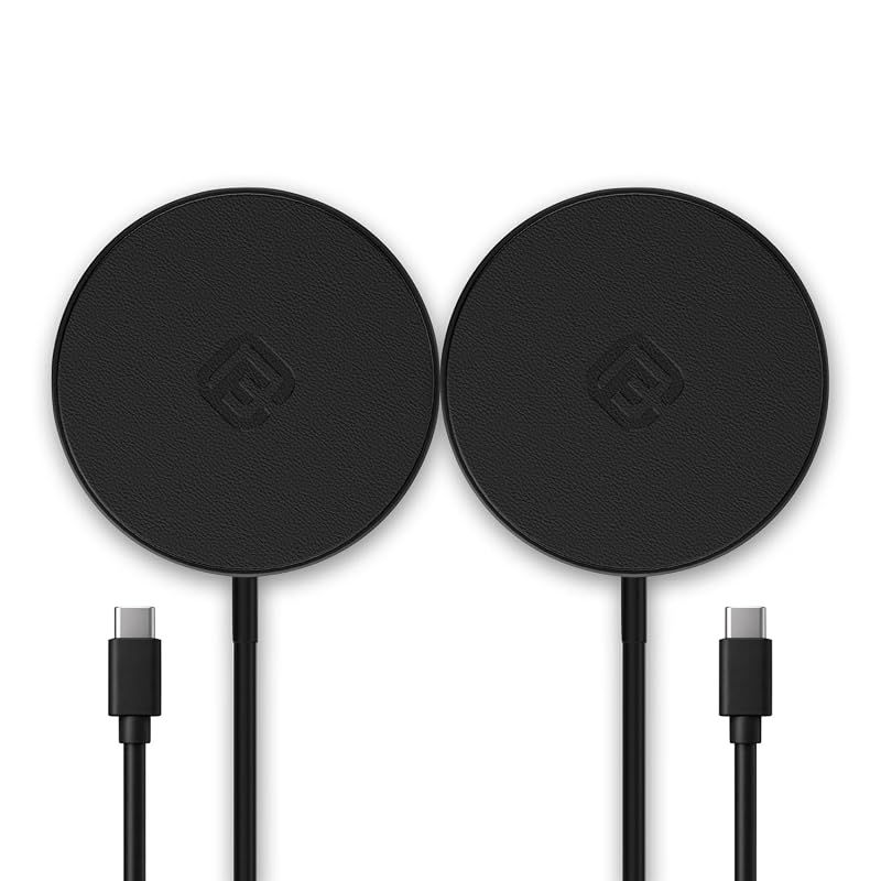 【新品】 40s ワイヤレス充電器 Qi2対応 MagSafe互換 急速 iPhone 17 16 Android 小型 USB PD MS2 ブラック 2個 0
