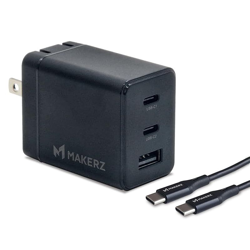 【新品】 メイカーズ 急速充電器 67W 3ポート 軽量 小型 USB-C ケーブル付属 1m UACM-2C1A65CC1 1