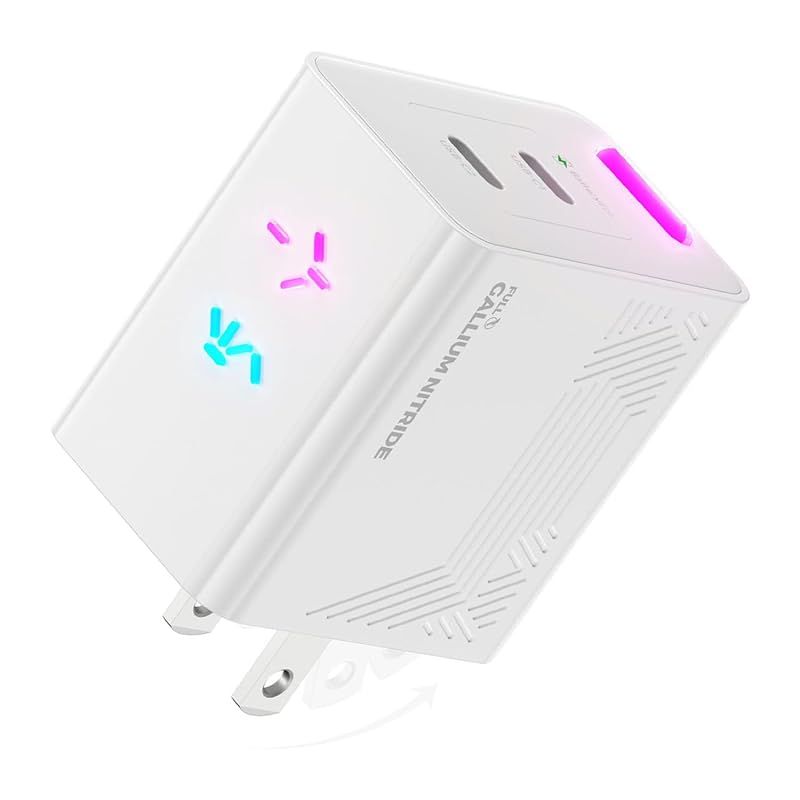 【新品】 PHYSCE 45W GaN急速充電器 USB-C×2 PD3.2 AVS/PPS対応 2台同時でも最大56%速い ポート独立給電 360°RGBライト 折りたたみ式プラグ PSE技術基準適合 MacBook Air iPhone 17/16/1 1