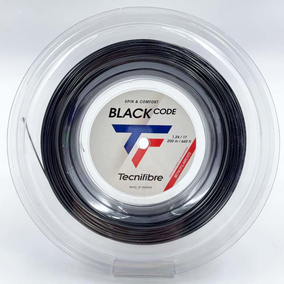 【未使用】テクニファイバー Tecnifibre BLACK CODE 124 硬式テニス ストリング ガット 200m ロール ブラックコード ブラック 04RBL124XB 1.24mm