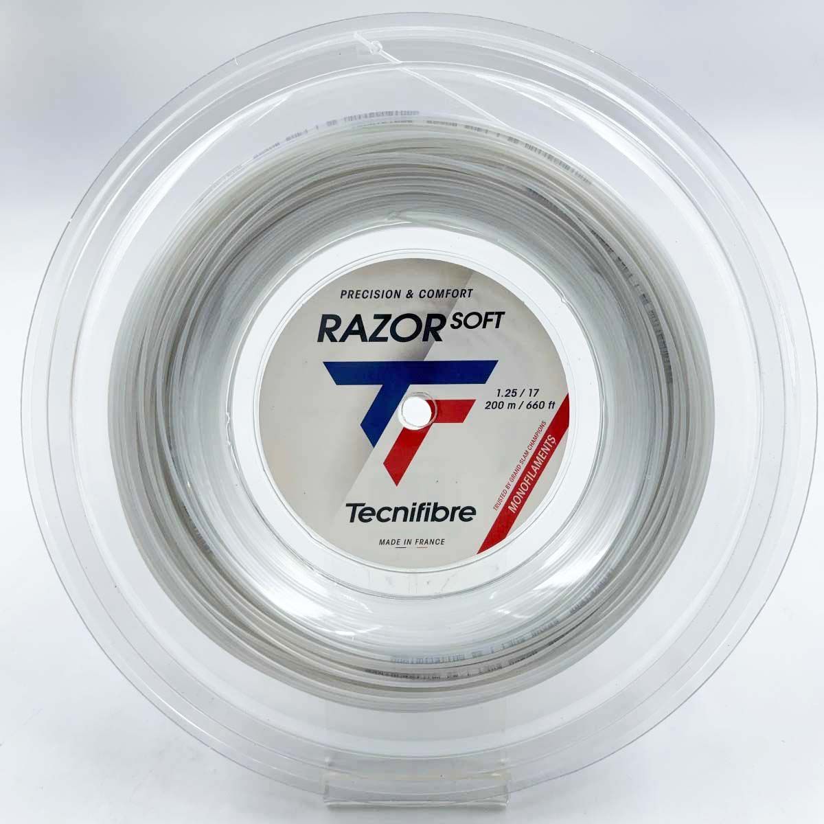 【未使用】テクニファイバー Tecnifibre RAZOR SOFT 125 硬式テニス ストリング ガット 200m ロール レーザーソフト ホワイト 04RRAS125W 1.25mm