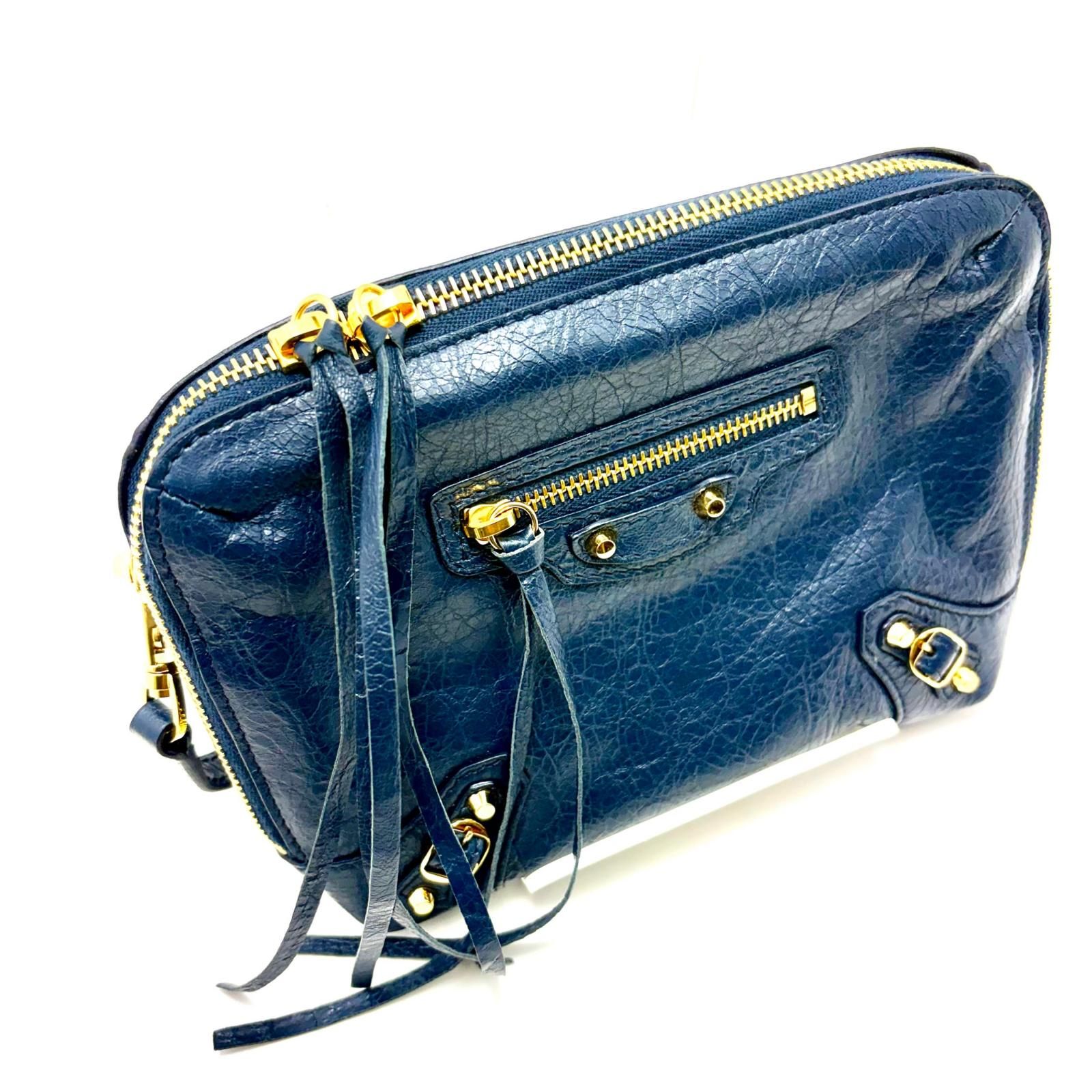 BALENCIAGA バレンシアガ クラシック レポーターXS ネイビー レザー 