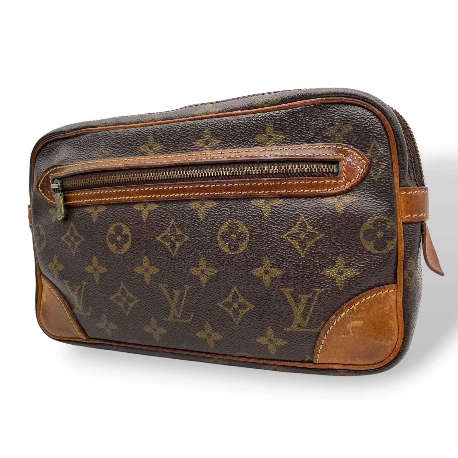 Louis Vuitton Louis Vuitton Monogram Marly Dragon Clutch Bag Second Bag PVC Leather Brown Gold Hardware Vintage Classic Mens Women's Unisex Classic Popular Luxury Bag C5