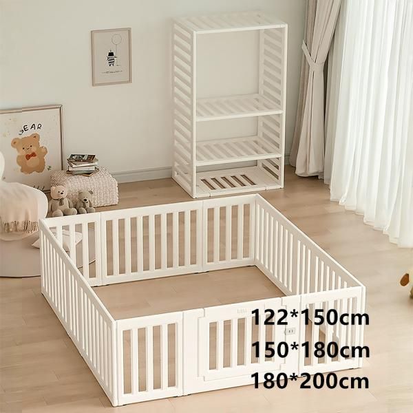 ベビーサークル 2way 収納棚へ変身可能 外径変形可能 180*200cm 柵 キッズ 扉付き キッズサークル ベビーゲート 簡単組立 折りたたみ セーフティガード 爆買