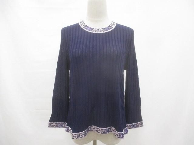 未使用 タグ付き クレマチス Clematis ニット セーター 薄手 L 紺 ネイビー 日本製 レディース