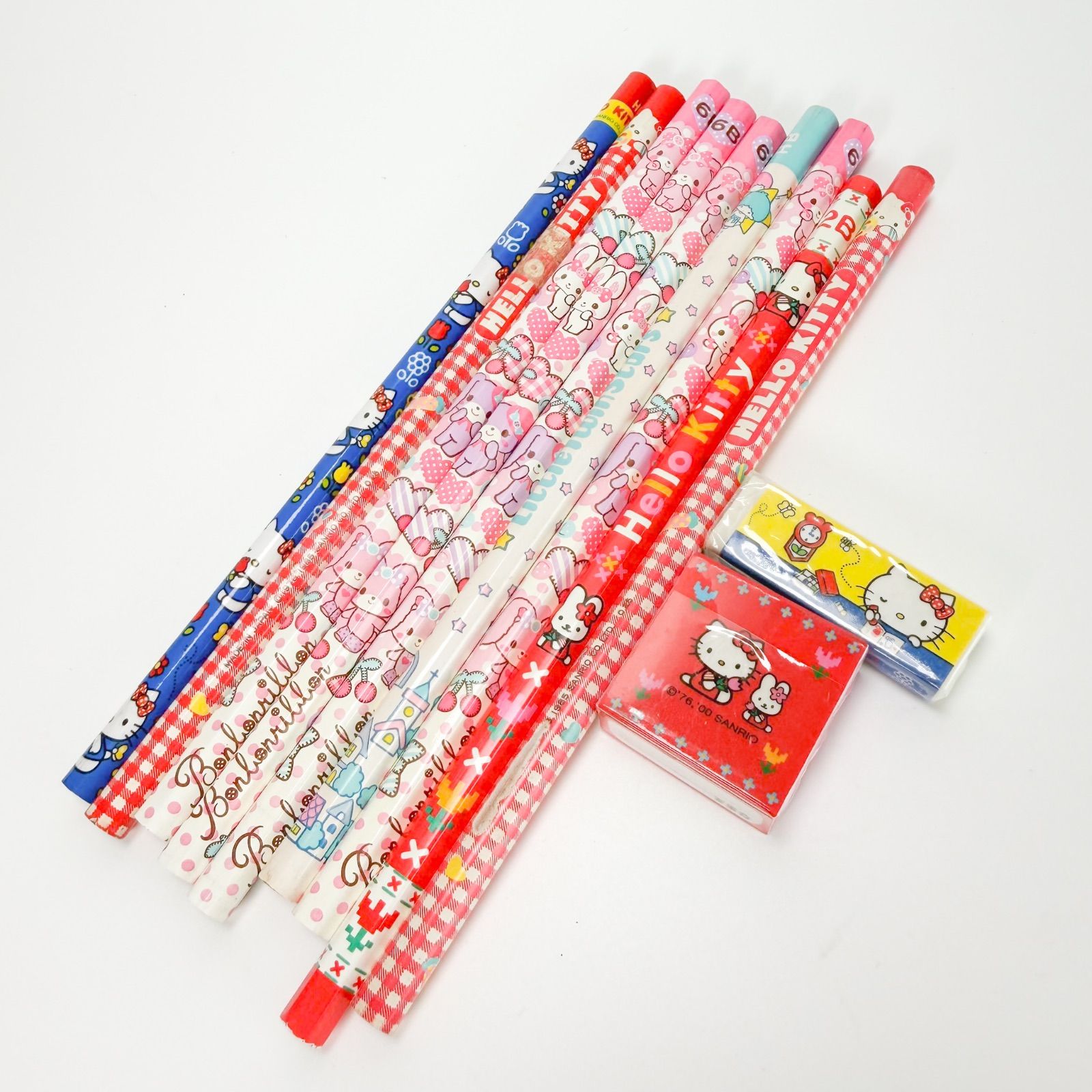 Hello Kitty Bon Ribbon Kikirara Little Twins Retro Pencil Eraser