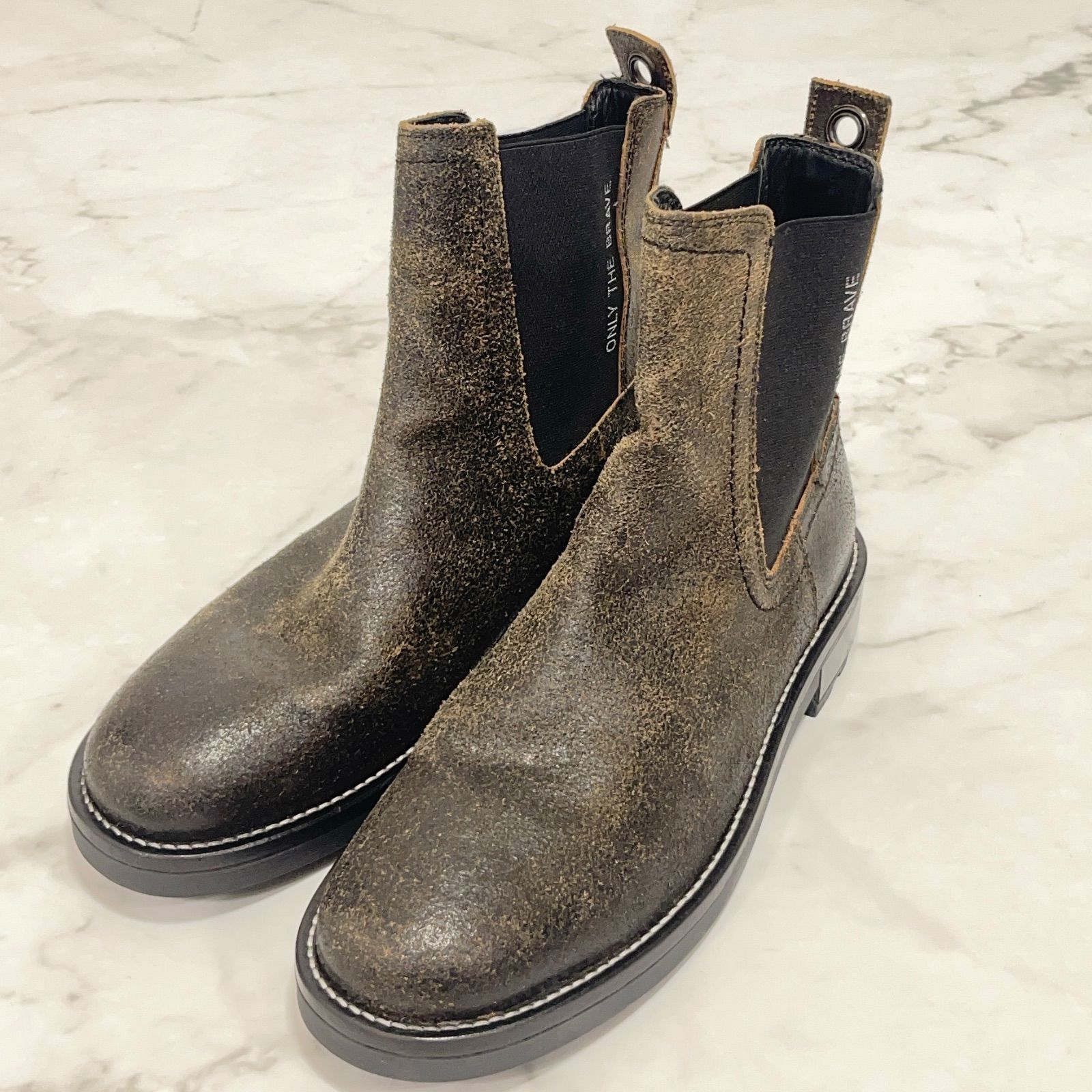 DIESEL ディーゼル サイドゴア ブーツ クラッキングレザー ONLY THE 