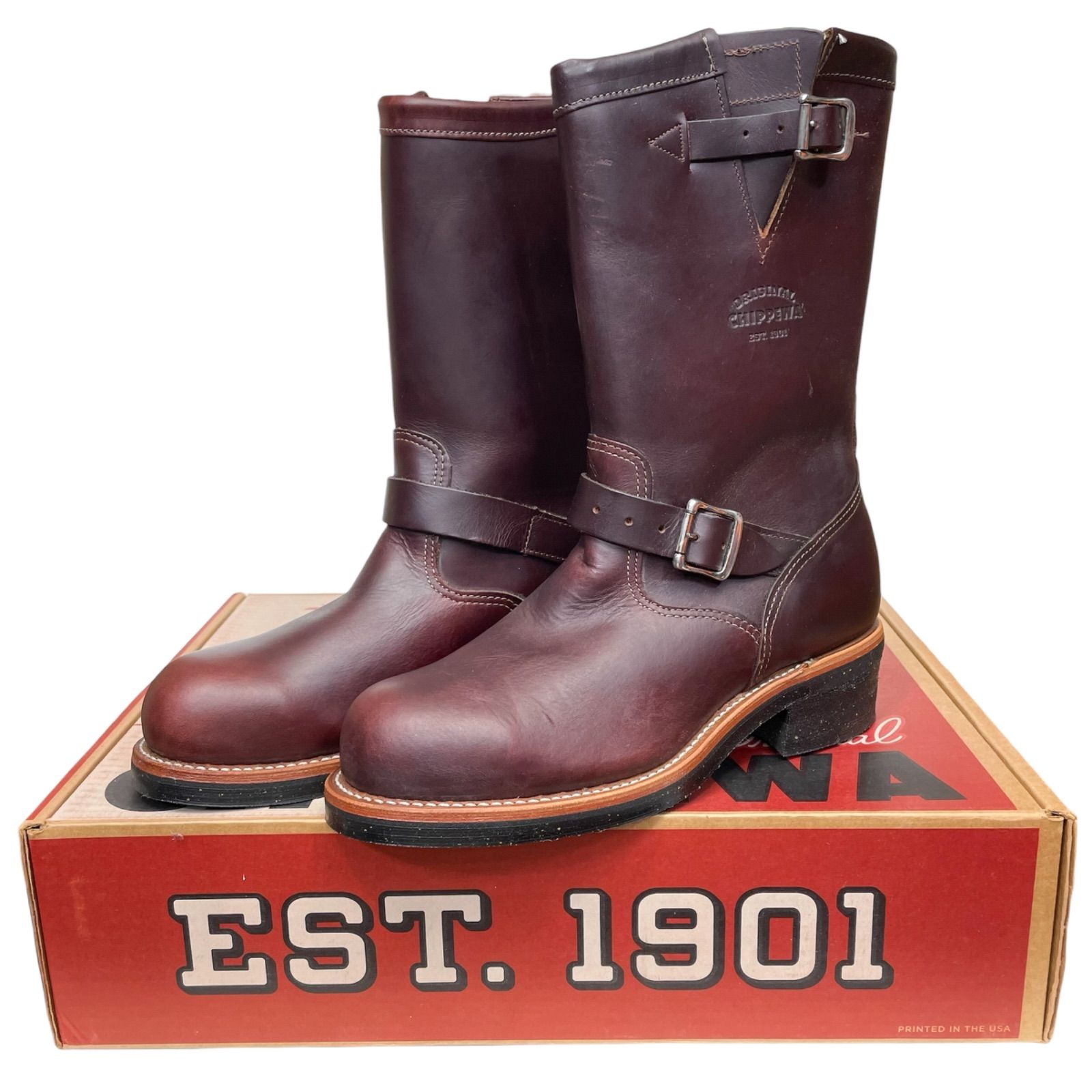 未使用品 9.5E CHIPPEWA 1901M04 11 STEEL TOE ENGINEER CORDOVAN チペワ スチールトゥ エンジニアブーツ コードバン
