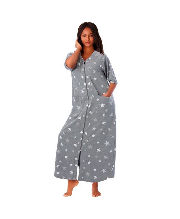 ドリームスアンドコー レディース アンダーウェア ナイトウェア プラスサイズ プチ パイル Dreams Co Petite Plus Long French Terry ZipFront Robe