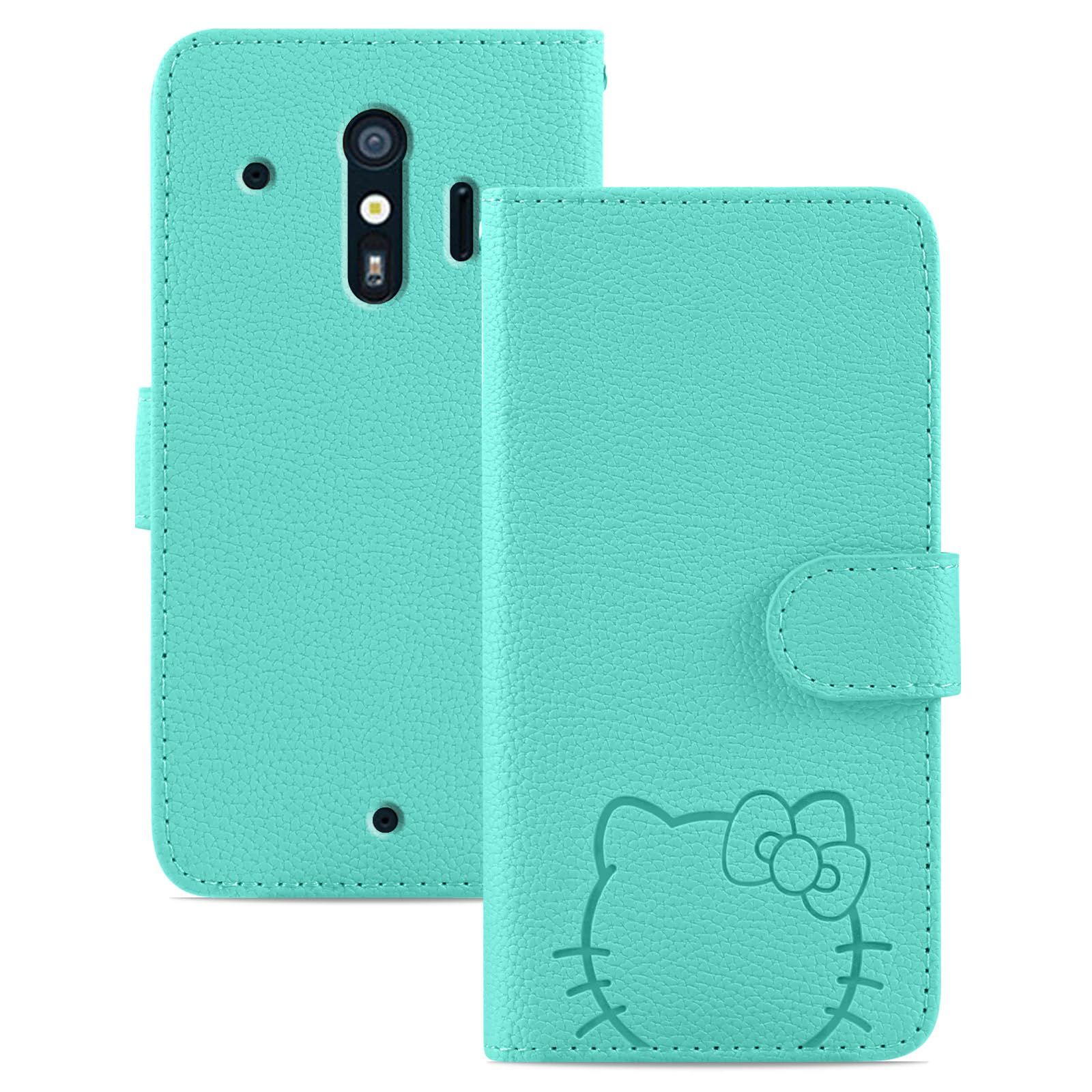 Kedic らくらくスマートフォン me F-01L ／ F-42A ケース 手帳型 大きな花の顔の猫のパターン らくらくホン f42a ケース f01l ケース f42a カバー らくらくスマートフォン F-42A スマホケース 手帳型 らくらくホン F 0