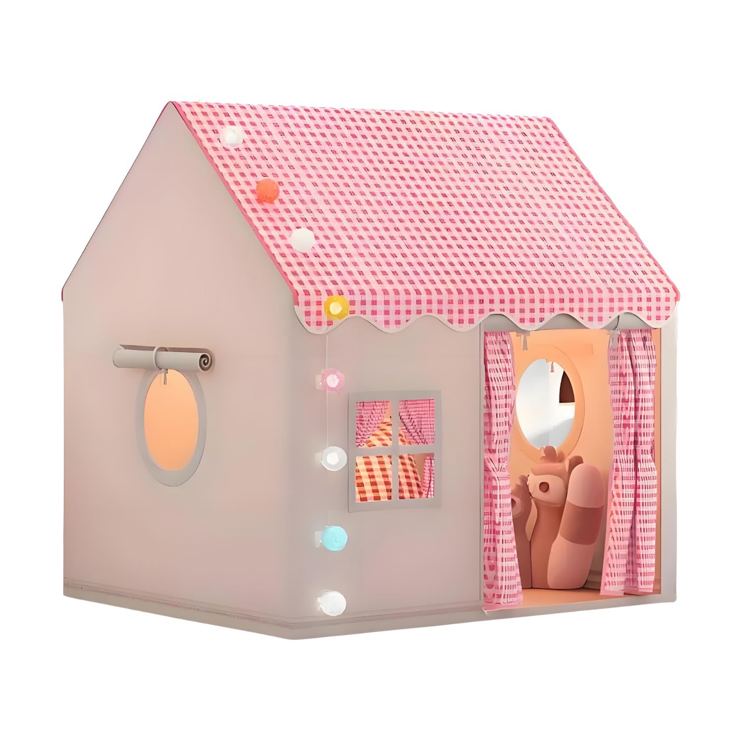 大型キッズテント 子供遊びテント おもちゃ小屋 お城ゲームハウス 屋内屋外兼用 光る星ライト付き プレイハウス 女の子 誕生日プレゼント パーティー装飾 秘密基地 ピンク 1