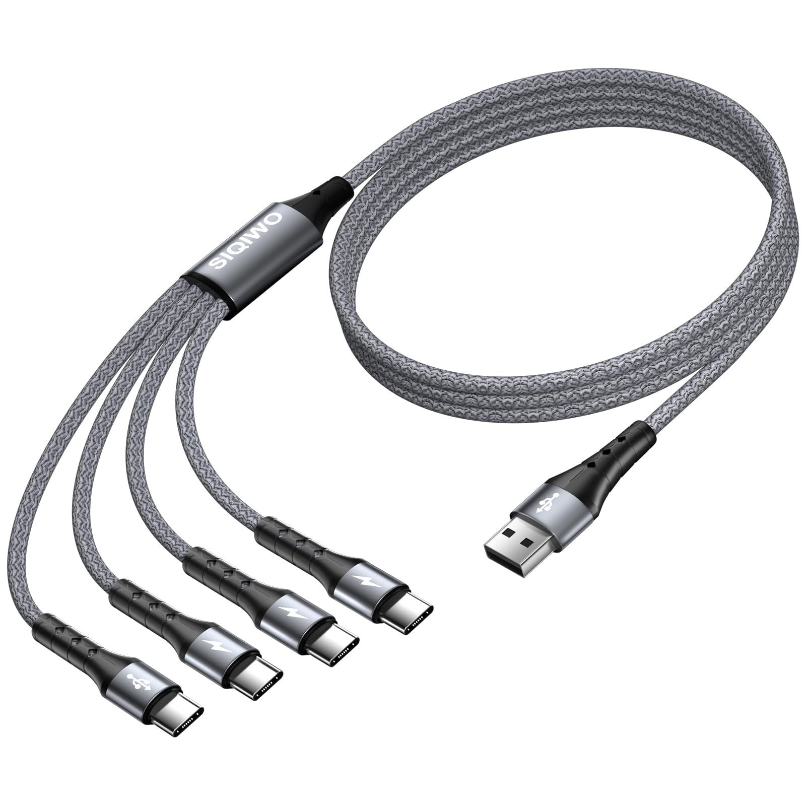SIQIWO マルチ USB C ケーブル 急速充電 [1.2M／2パック] QC 3.0(3A) USB C スプリッターケーブル 4 in 1 充電コード 4つのタイプCポート付き iPhone 17 16 15 Pro／iPad Air／Pro／Sa 0 24,552円