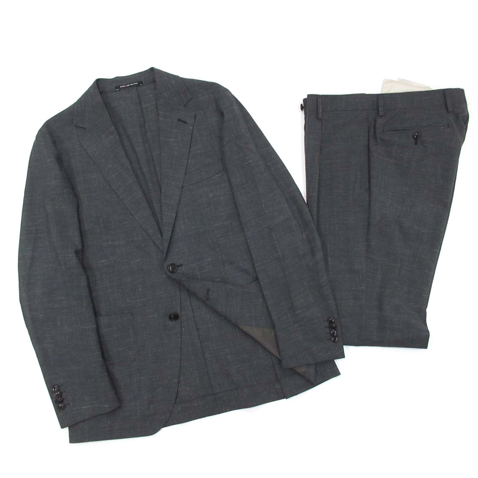 グリーンレーベルリラクシング ユナイテッドアローズ green label relaxing REDA FLEXO スーツ セットアップ ミニ 千鳥 ジャケット パンツ チャコール 46 80