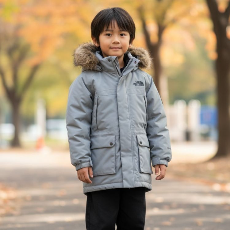 韓国規格　THE NORTH FACE（ザ・ノース・フェイス）MCMURDO SERIES（マクマードシリーズ）　DRYVENT（ドライベント）　120　キッズ　グレー