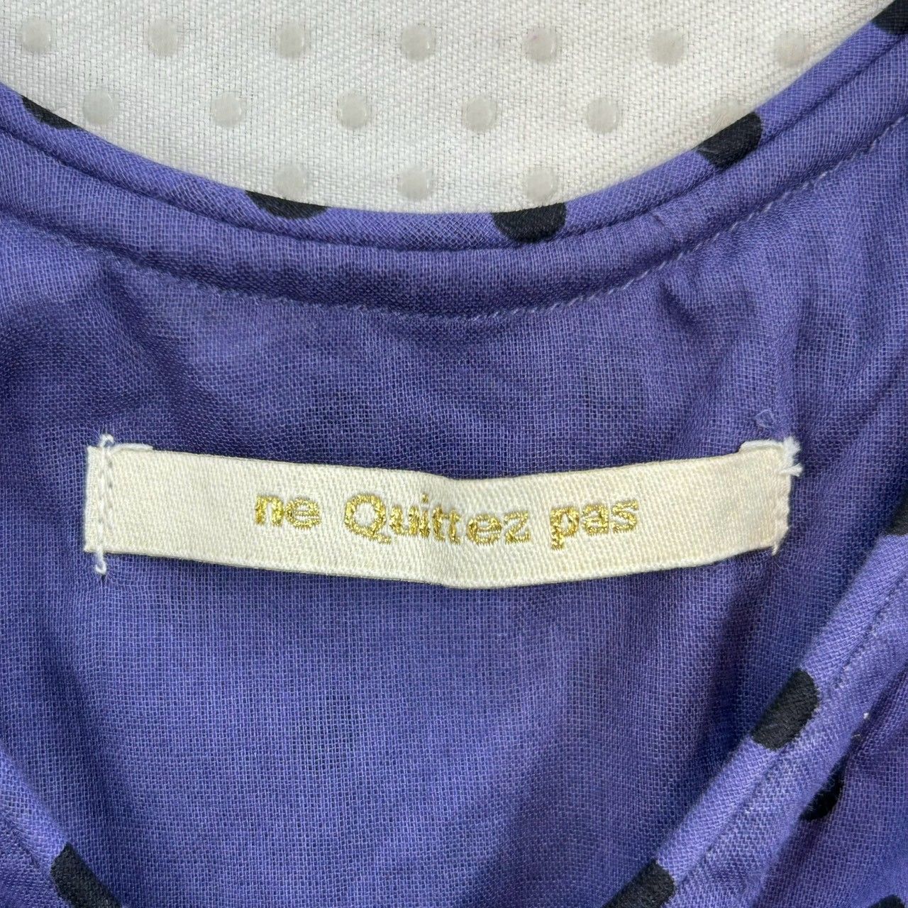 ヌキテパ　ドットフレンチスリーブドレス　ロングワンピース パープル 【M】 ne Quittez pas ヌキテパ ドットフレンチスリーブドレス ロング