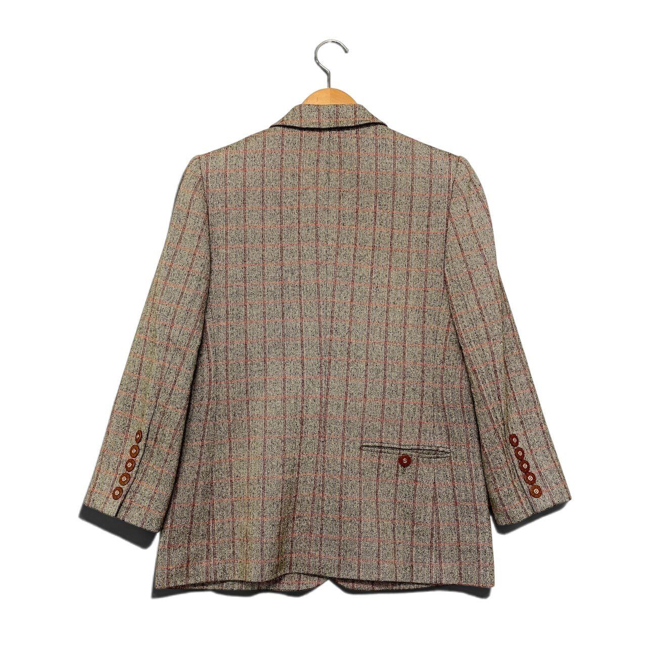 45h16 GIVENCHY ジバンシィ テーラードジャケット チェック柄 ロゴ 