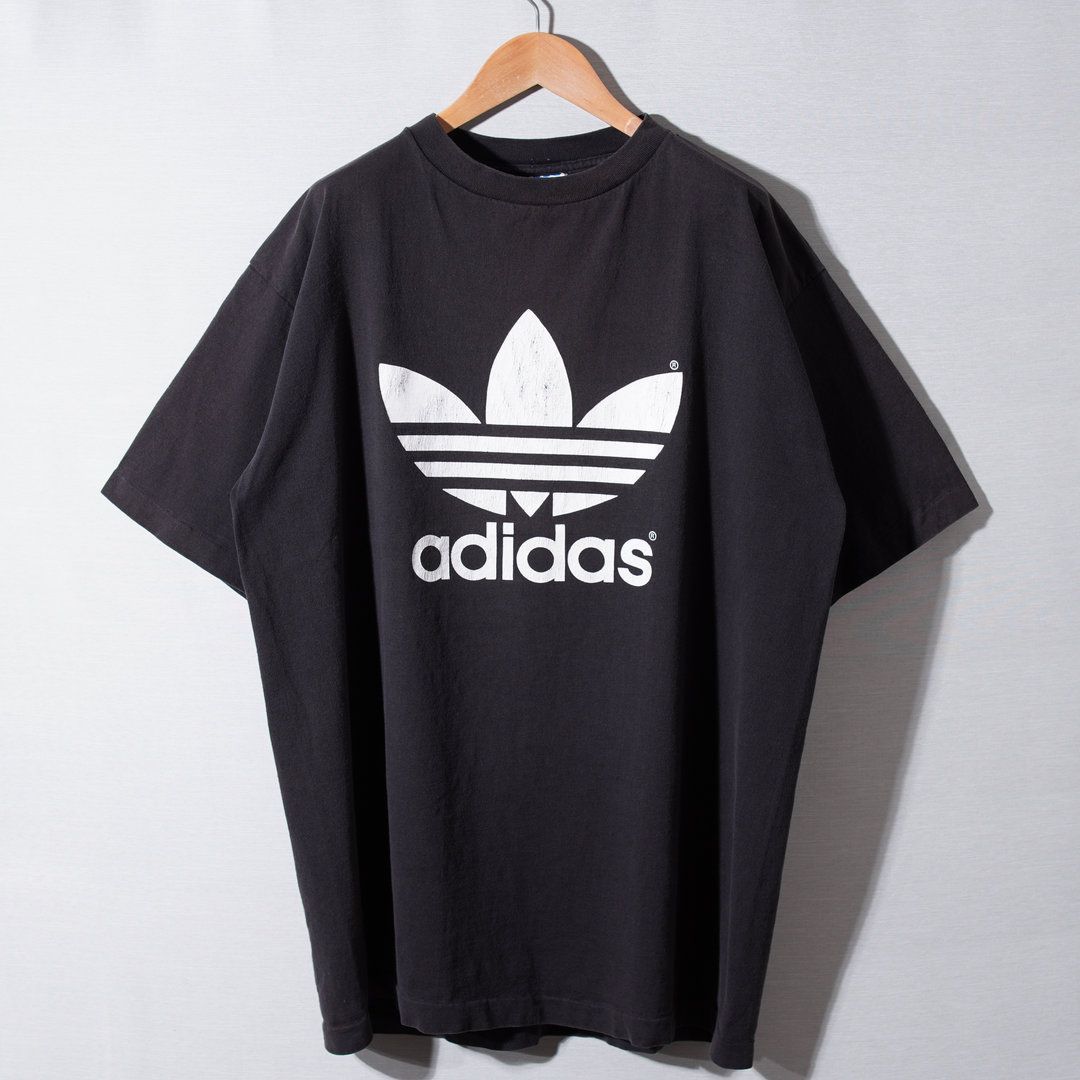 90s USA製 アディダス 万国旗タグTシャツ オートミール トレフォイル 90s USA製 アディダス adidas Tシャツ XL ブラック ヴィンテージ 万