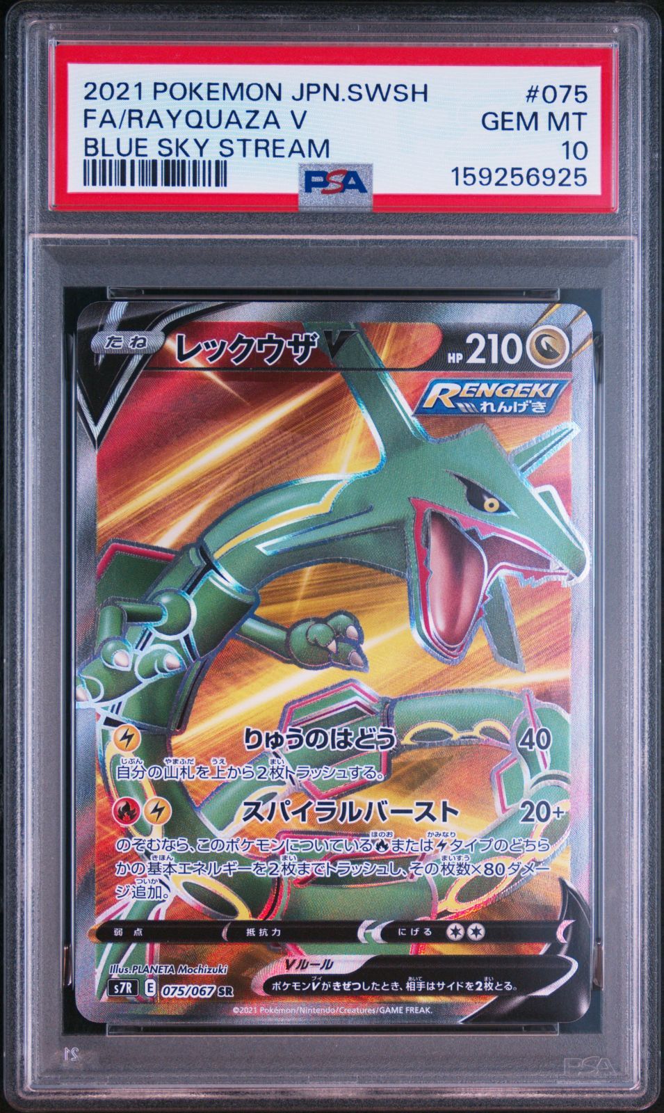 レックウザV PSA10　PSA 鑑定品 ポケモンカード 送料無料】ポケモンカード レックウザV SR PSA10 PSA鑑定 s7R 075/067